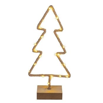 Sapin en métal enveloppé de jute & LED 3