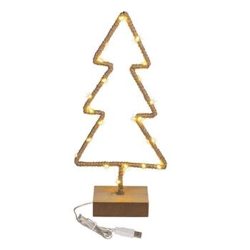 Sapin en métal enveloppé de jute & LED 5