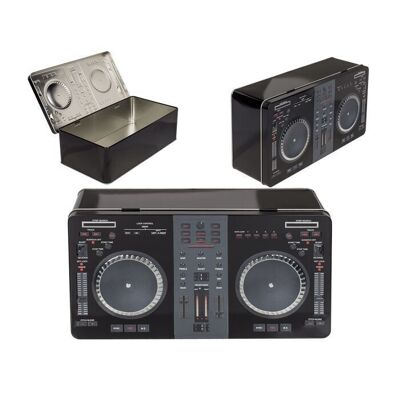 Rectangular metal box, DJ mixer,