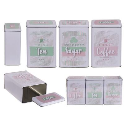 Rectangular metal tin, mint pink