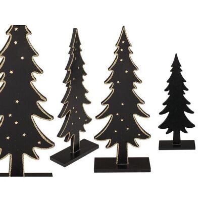Black wooden fir tree with gold stars,