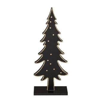 Sapin en bois noir avec étoiles dorées, 2