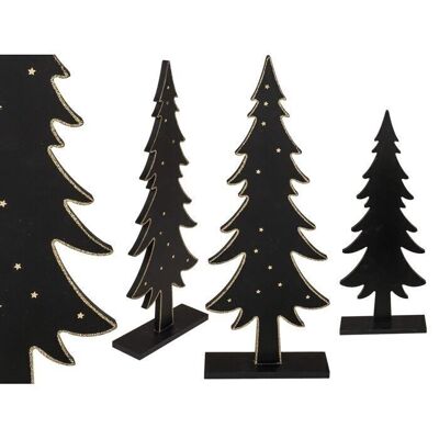 Sapin en bois noir avec étoiles dorées, 2