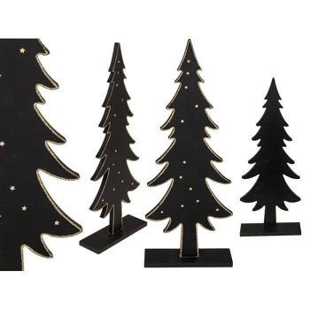 Sapin en bois noir avec étoiles dorées, 2 1