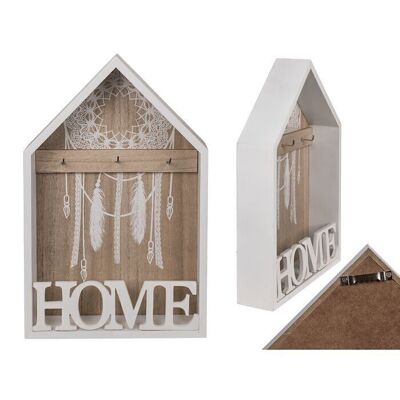 Boîte à clés blanc/bois naturel, Maison,