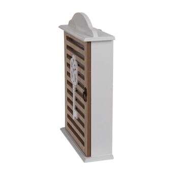 Boîte à clés en bois blanc avec porte de couleur naturelle, 4