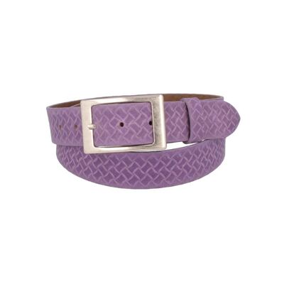 Belt Women's Unisex Leather Apollo Embossed Lilac Purple