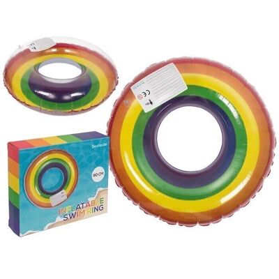 inflatable swimming ring, rainbow,