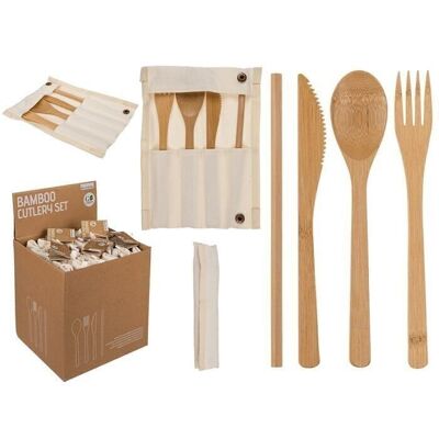 Bamboo cutlery set, 4-piece set,