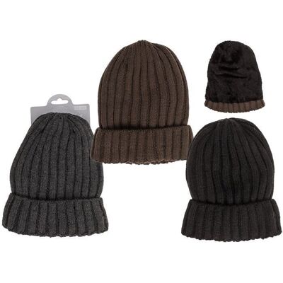 Men's knitted hat with inner lining,