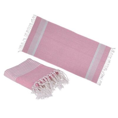 Asciugamano hammam Fouta rosa/bianco (per sauna e spiaggia)
