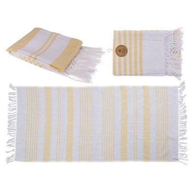 White/yellow Fouta hammam towel (for sauna & beach),2