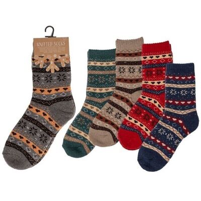 Chaussettes d'hiver, unisexes, Fleur de glace & coeurs,