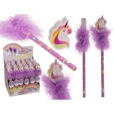 Bleistift mit Radiergummi, Flauschiges Einhorn,