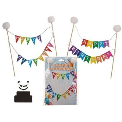 Cake Topper, Happy Birthday, 2 times assorted,