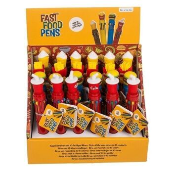 stylo bille avec 10 recharges colorées, restauration rapide, 2