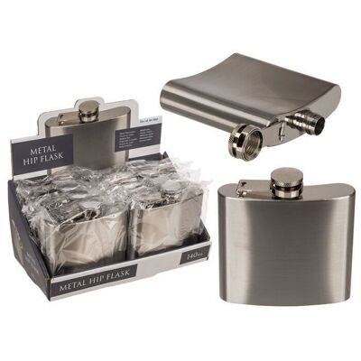 Metal hip flask for approx. 140 ml, approx. 10 x 9.5 cm
