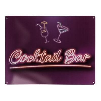 Enseigne en métal Bar à cocktails Environ 30 cm x 40 cm