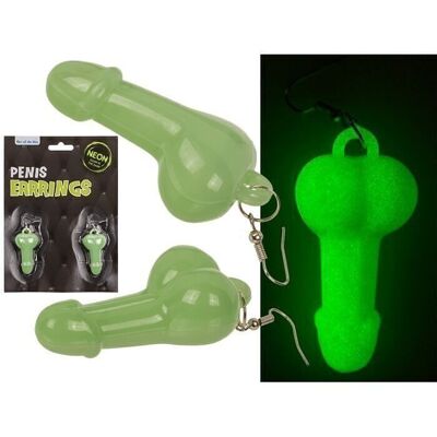 Earrings, penis, glow in the dark,