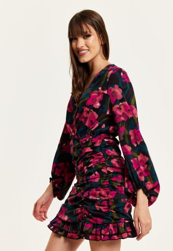 Liquorish - Robe courte à imprimé floral avec fronces sur le devant 7