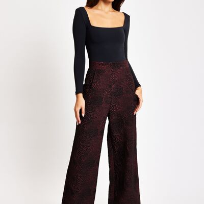 Liquorish Wine Wide Leg Trousers