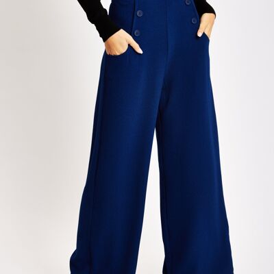 Pantaloni a gamba larga blu navy liquoroso