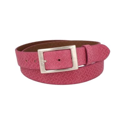 Belt Women's Unisex Leather Apollo Embossed Pink