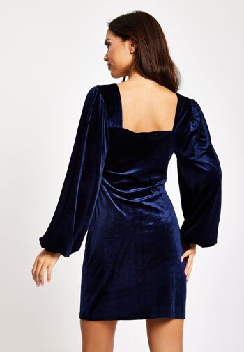 Liquorish - Robe courte en velours bleu marine avec détail corset 9