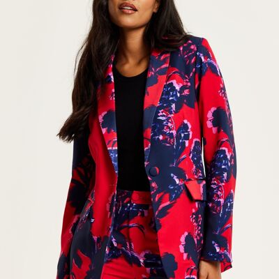 Blazer rojo con estampado floral de Liquorish