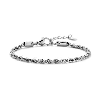 CO88 bracelet corde chaîne 3mm 16,5+3cm 1