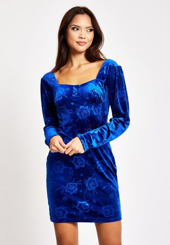 Liquorish - Robe courte en velours bleu roi avec détail corset 5