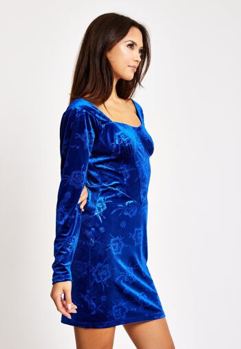 Liquorish - Robe courte en velours bleu roi avec détail corset 6