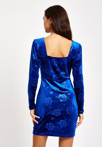 Liquorish - Robe courte en velours bleu roi avec détail corset 7