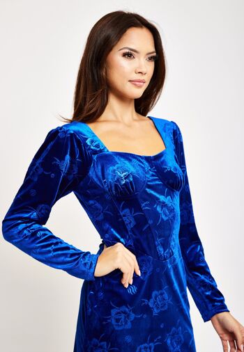 Liquorish - Robe courte en velours bleu roi avec détail corset 8