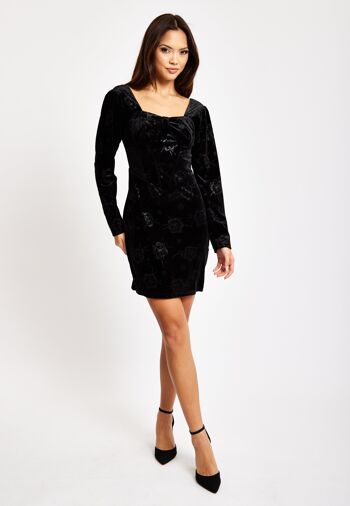 Liquorish - Robe courte en velours noir avec détail corset 2