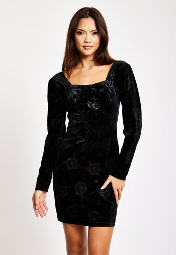 Liquorish - Robe courte en velours noir avec détail corset 4
