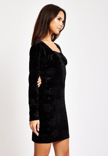Liquorish - Robe courte en velours noir avec détail corset 5