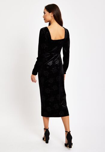 Liquorish - Robe mi-longue en velours noir avec détail corset 6
