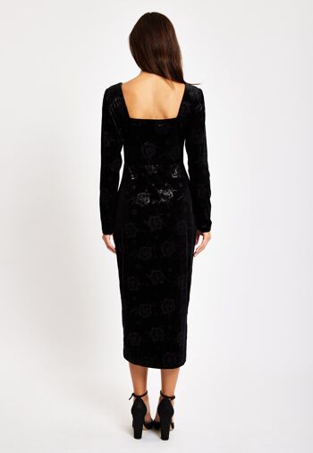 Liquorish - Robe mi-longue en velours noir avec détail corset 7