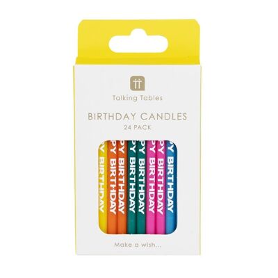 Candele Rainbow Happy Birthday - Confezione da 24