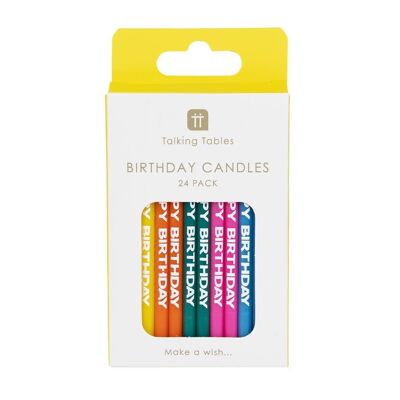 Rainbow Happy Birthday Candles - 24 Pack