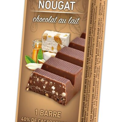 Milchschokoladentafel mit Montélimar-Nougat 45g