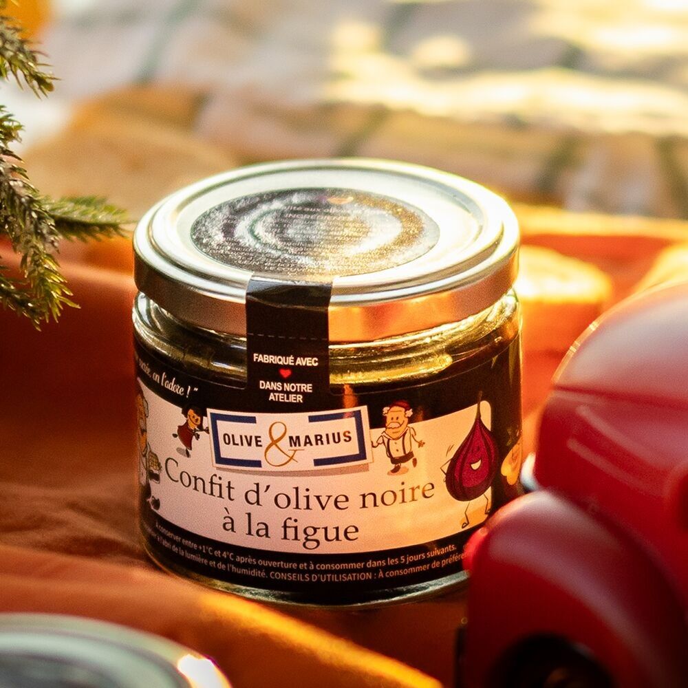 Schwarzes Oliven-Confit mit Feige