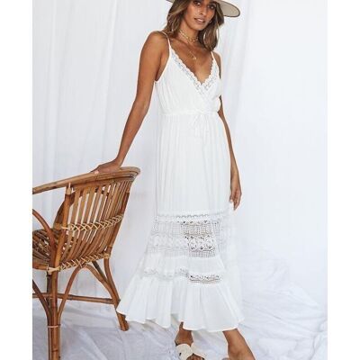 Robe volantée Moutarde et écru-YYX_89350_WHITE