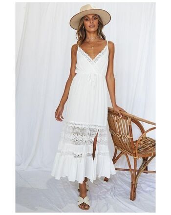 Robe volantée Moutarde et écru-YYX_89350_WHITE 2