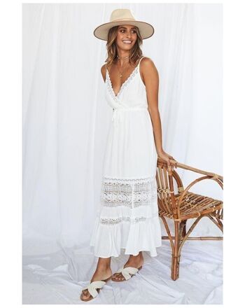 Robe volantée Moutarde et écru-YYX_89350_WHITE 4