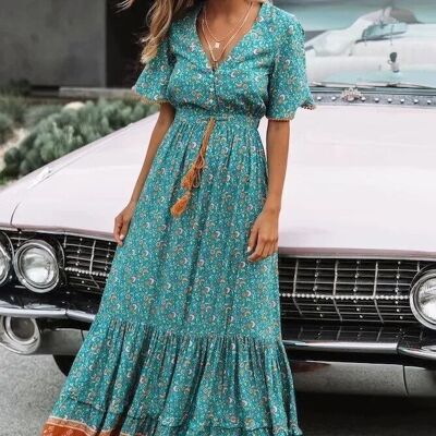 Long dress Ecru and brown-YYX_90501_GREEN