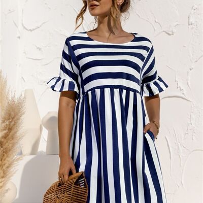 Mustard and white striped dress-YYX_F2380_BLUE