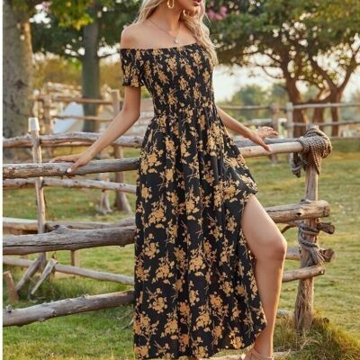 Vestido fluido beige-YYX_S30191_YELLOW