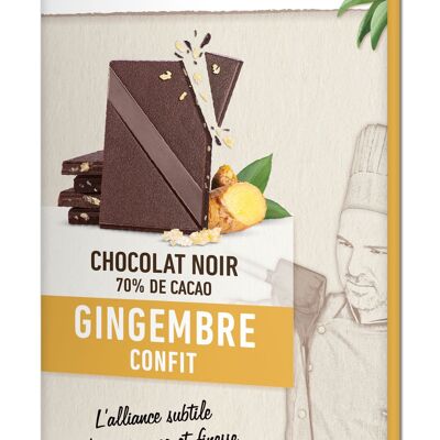 Barra de chocolate negro 70% Jengibre - 80g